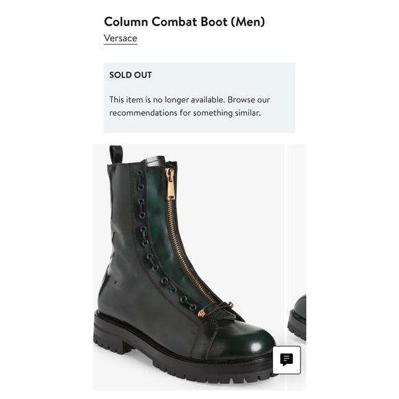 Versace Column Combat Boots Dark Green Leather Gold Medusa Logo Mens EU 41 US 8 - Picture 3 of 16